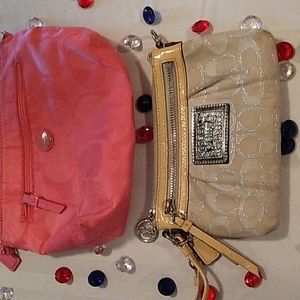 2 Coach wristlet/clutches pink, Ivory/yellow
